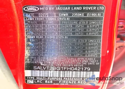 2015 Land Rover Range Rover Evoque Dynamic Premium from USA, damaged, VIN SALVT2BG1FH042179